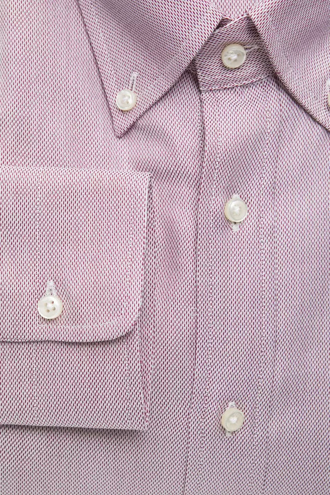 Elegant Red Cotton Button-Down Shirt
