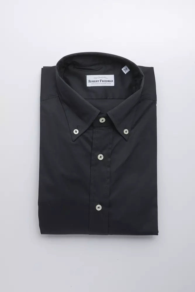 Elegant Black Button Down Regular Shirt