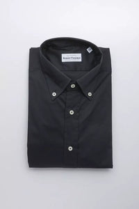 Thumbnail for Elegant Black Button Down Regular Shirt