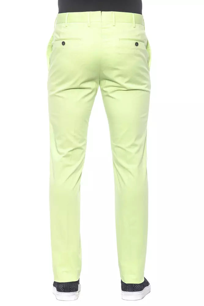 Elegant Green Cotton Blend Trousers for Men