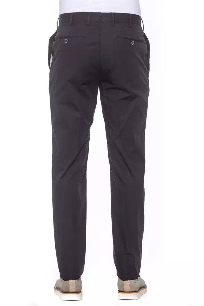 Elegant Pleated Black Cotton Trousers