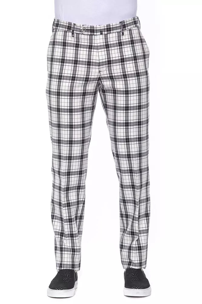 Elegant Checked Cotton Trousers