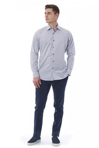 Thumbnail for Elegant Gray Italian Collar Shirt - Regular Fit