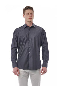 Thumbnail for Sophisticated Gray Italian Collar Shirt