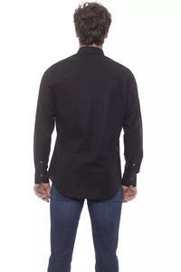 Thumbnail for Elegant Black Italian Collar Shirt - Regular Fit
