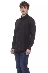 Thumbnail for Elegant Black Italian Collar Shirt - Regular Fit