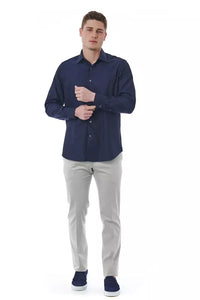 Thumbnail for Elegant Blue Regular Fit Italian Collar Shirt