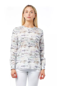 Thumbnail for Elegant Fantasy Print Round Neck Cotton Blouse