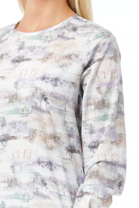 Thumbnail for Elegant Fantasy Print Round Neck Cotton Blouse