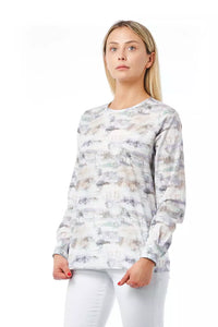 Thumbnail for Elegant Fantasy Print Round Neck Cotton Blouse