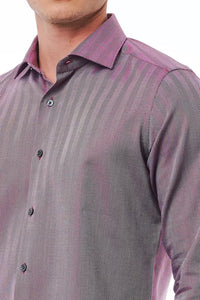 Thumbnail for Burgundy Slim Fit French Collar Shirt