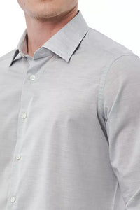 Thumbnail for Elegant Gray Regular Fit Italian Collar Shirt