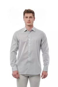 Thumbnail for Elegant Gray Regular Fit Italian Collar Shirt