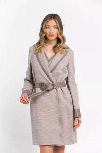 Thumbnail for Chic Beige Cotton Kimono Coat with Contrasting Accents