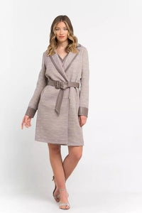 Thumbnail for Chic Beige Cotton Kimono Coat with Contrasting Accents
