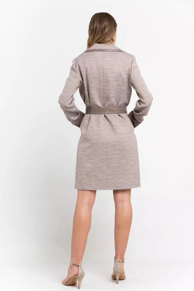 Chic Beige Cotton Kimono Coat with Contrasting Accents