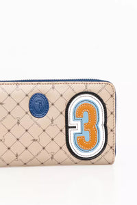 Thumbnail for Elegant Crepe Leather Zip Wallet in Beige