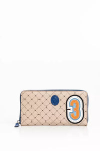 Thumbnail for Elegant Crepe Leather Zip Wallet in Beige