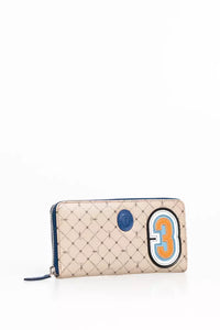 Thumbnail for Elegant Crepe Leather Zip Wallet in Beige