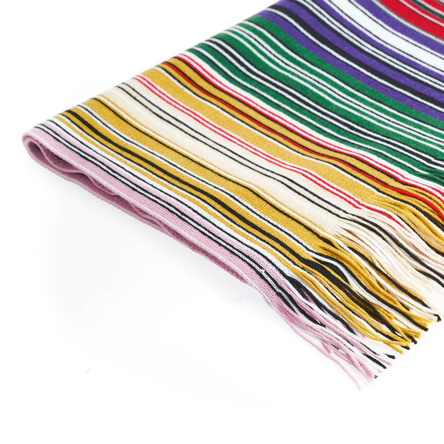 Geometric Pattern Fringe Scarf in Bright Hues