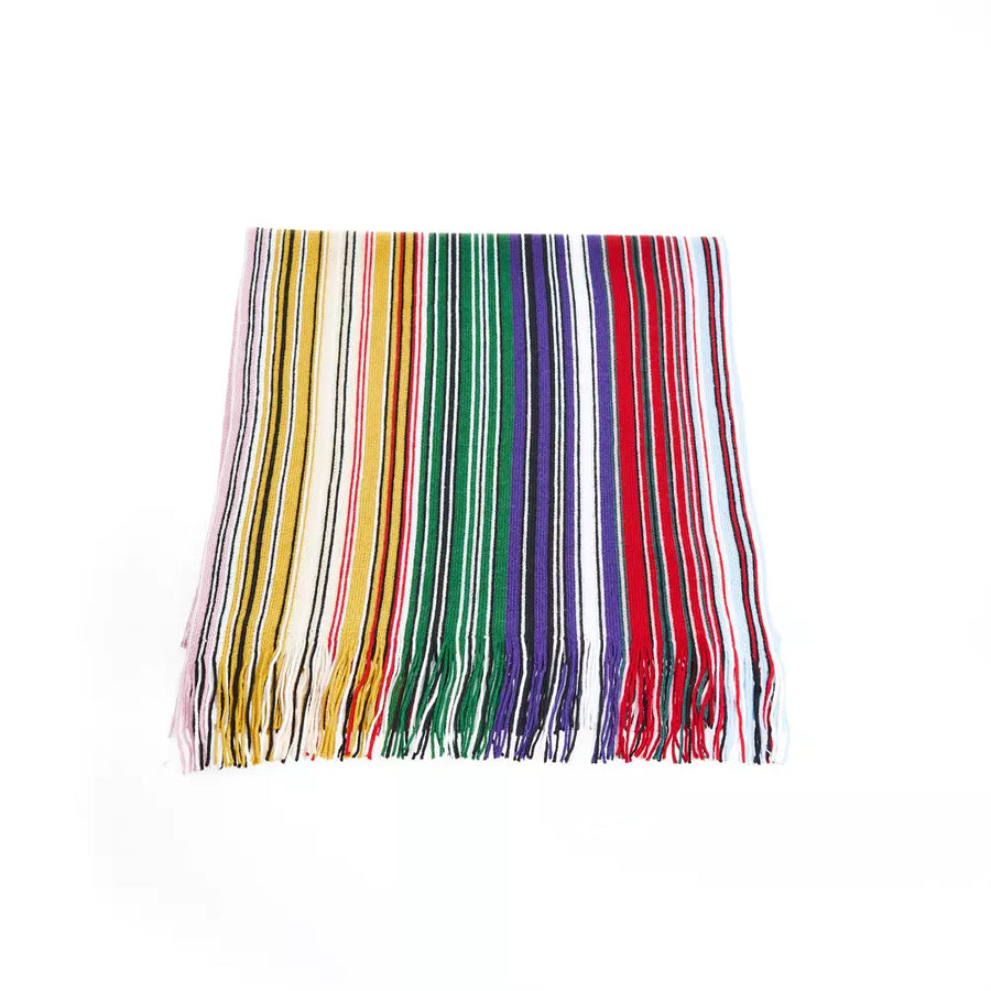 Geometric Pattern Fringe Scarf in Bright Hues