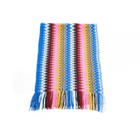 Thumbnail for Geometric Patterned Fringe Scarf in Vibrant Hues