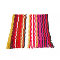 Thumbnail for Geometric Patterned Fringed Scarf in Vibrant Hues