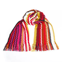 Thumbnail for Geometric Patterned Fringed Scarf in Vibrant Hues