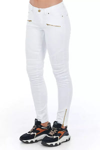 Thumbnail for Chic Biker-Inspired White Stretch Denim Jeans