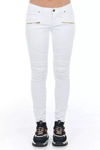 Thumbnail for Chic Biker-Inspired White Stretch Denim Jeans