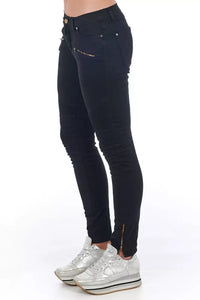 Thumbnail for Elegant Biker Stretch Denim Jeans in Black