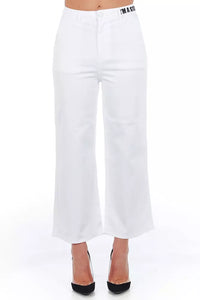 Thumbnail for Elevated Elegance White Cropped Trousers