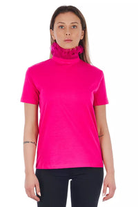 Thumbnail for Chic Pink Lace-Back High Neck Tee