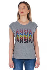 Thumbnail for Chic Gray Printed Cotton Tee