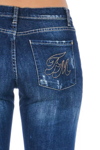 Thumbnail for Chic Worn Wash Skinny Denim Jeans