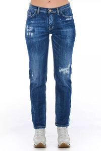 Thumbnail for Blue Cotton Blend Worn Wash Jeans