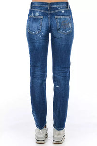 Thumbnail for Blue Cotton Blend Worn Wash Jeans