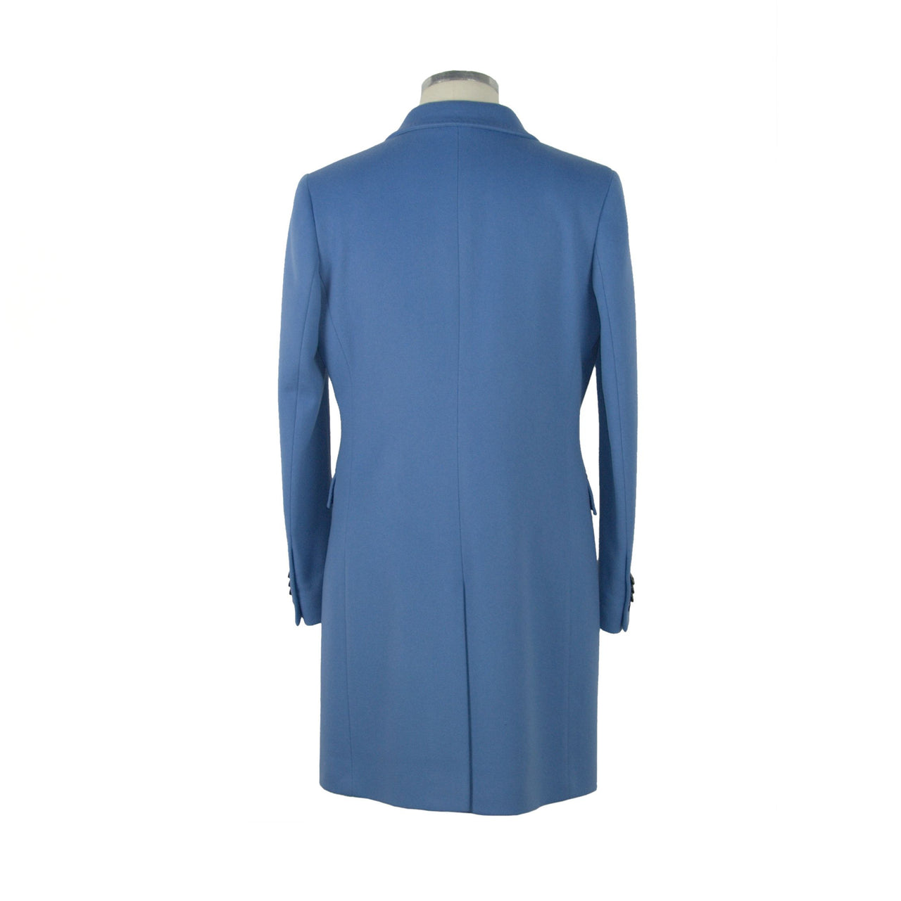 Elegant Virgin Wool Light Blue Coat