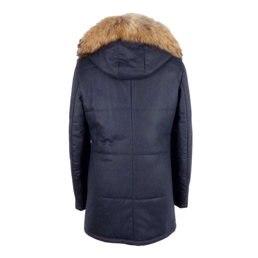 Elegant Blue Wool-Cashmere Padded Jacket