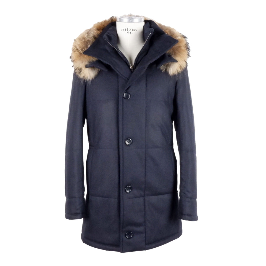 Elegant Blue Wool-Cashmere Padded Jacket