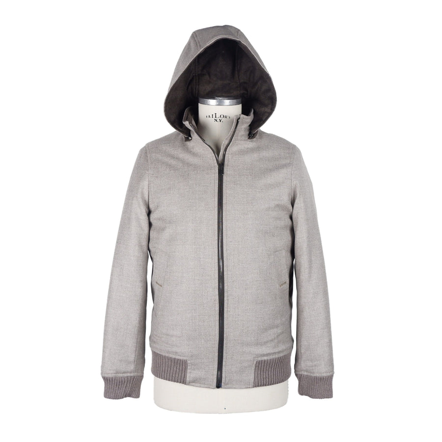 Elegant Beige Padded Wool-Cashmere Jacket