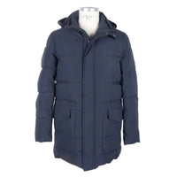 Thumbnail for Sleek Blue Men's Hooded Jacket
