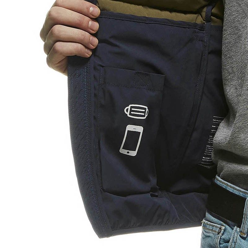 Blue Ultra Light Down Jacket with Cover Mask