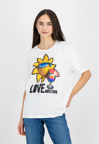 Thumbnail for Chic Logo Cotton Tee in Elegant White