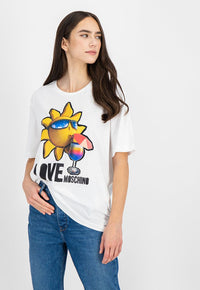Thumbnail for Chic Logo Cotton Tee in Elegant White