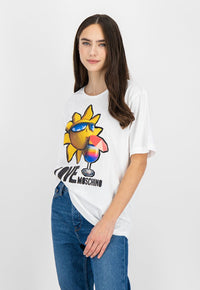 Thumbnail for Chic Logo Cotton Tee in Elegant White