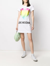 Thumbnail for Chic Cotton Heart Print Dress - Short Sleeves