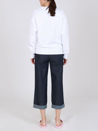 Thumbnail for Chic Blue Cotton Trousers with Turn-Up Cuff