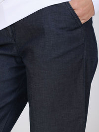 Thumbnail for Chic Blue Cotton Trousers with Turn-Up Cuff