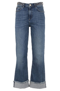 Thumbnail for Chic Studded Waist Blue Denim